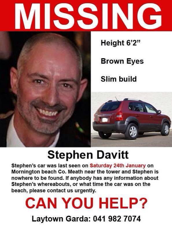 nairamk's tweet photo. Stephen Davitt was last seen on the 24th of January on Mornington Beach, Co. Meath. Have you seen him? #FindStephen http://t.co/EwtarHgZ7u