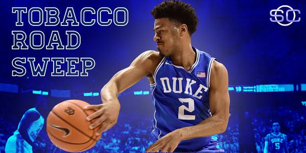 SportsCenter's tweet photo. ICYMI: Duke swept season series w/ North Carolina, 1st time in last 3 seasons. http://t.co/8cA4ujySNz