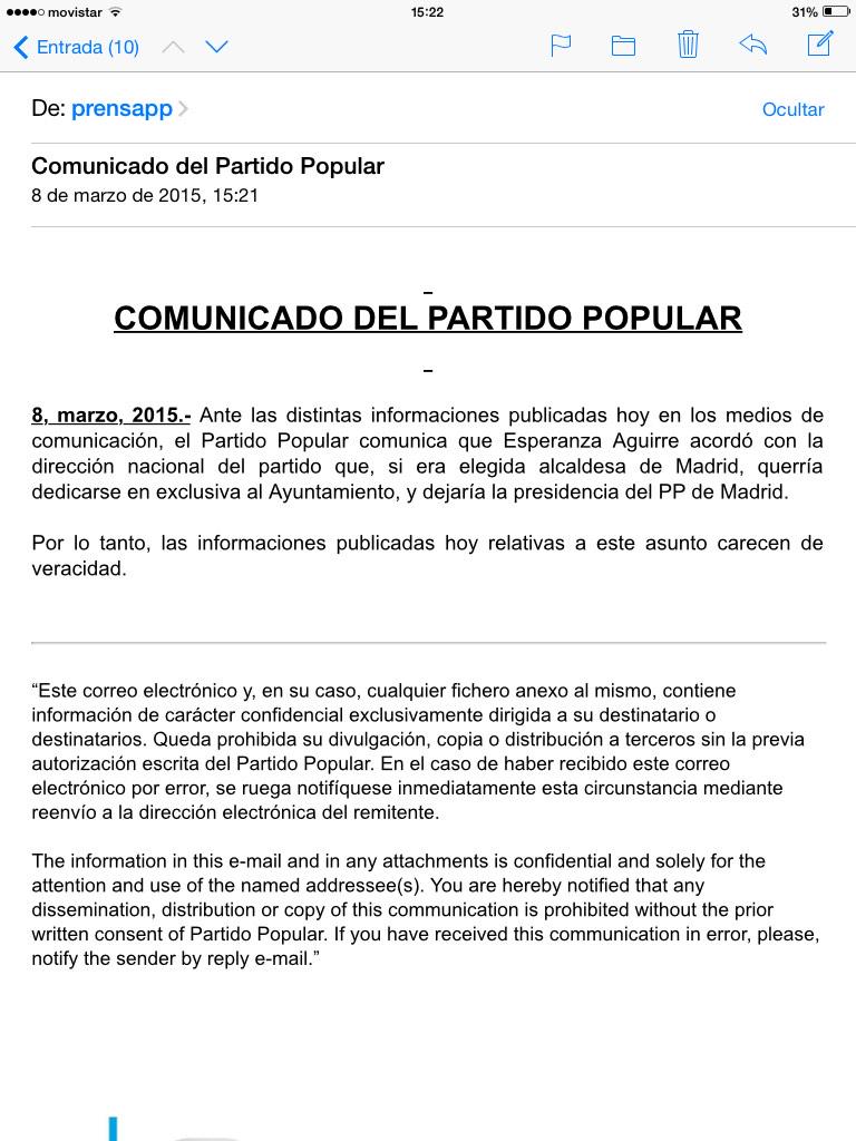 Comunicado del PP