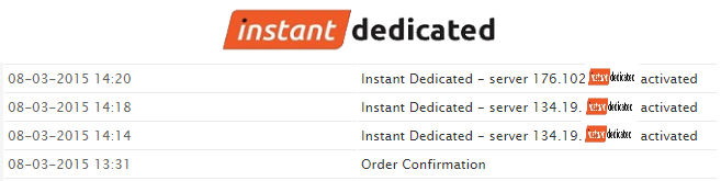 idedicated's tweet photo. From order to delivery < 1 hour Activation of 3 #Servers on a Sunday, this is how we do it :) #instantdedicated http://t.co/yDMBO3o254