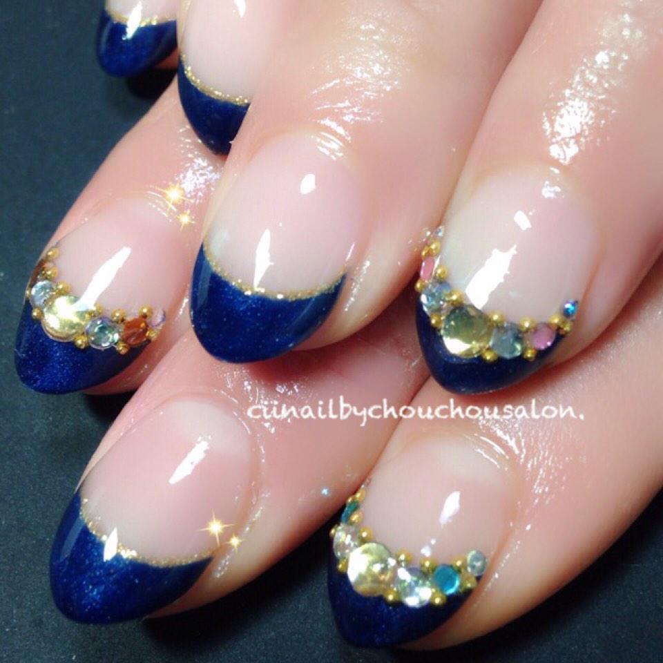 ciinail's tweet image. ネイビーフレンチ♡