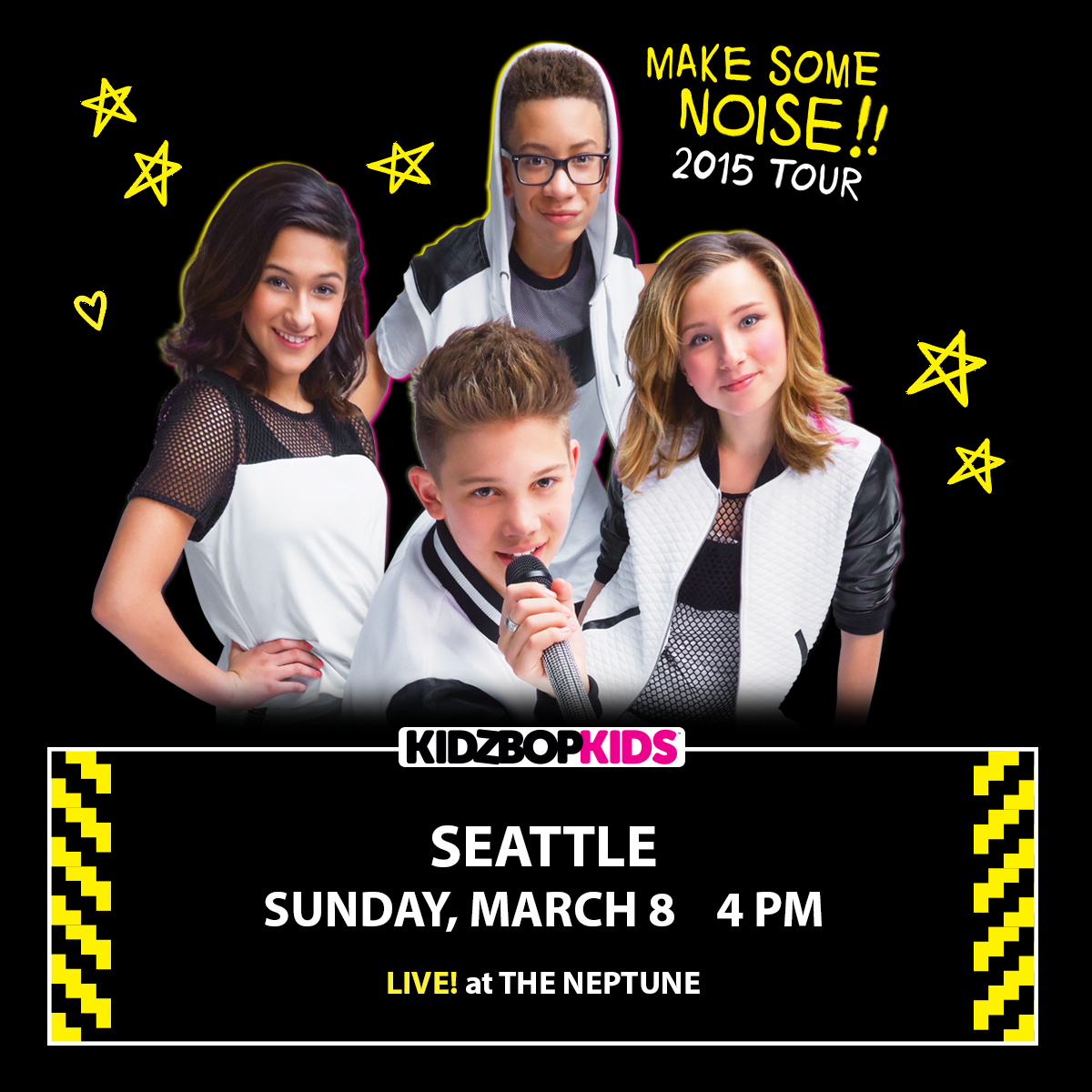 KIDZBOP's tweet photo. Today, it's #KBMakeSomeNoise w/ openers @Surgenation1 &amp; @ada_swag_ (@StarleyAndChris @BX5Crew)! @STGPresents #Seattle http://t.co/FF5Co6wRxW
