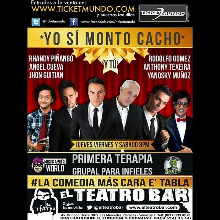 ElGuisoTv's tweet photo. HOY 6PM #YoSiMontoCachoYTu @elteatrobar "Las Mercedes" compra @TICKETMUNDO http://t.co/ACs7wg8PyQ