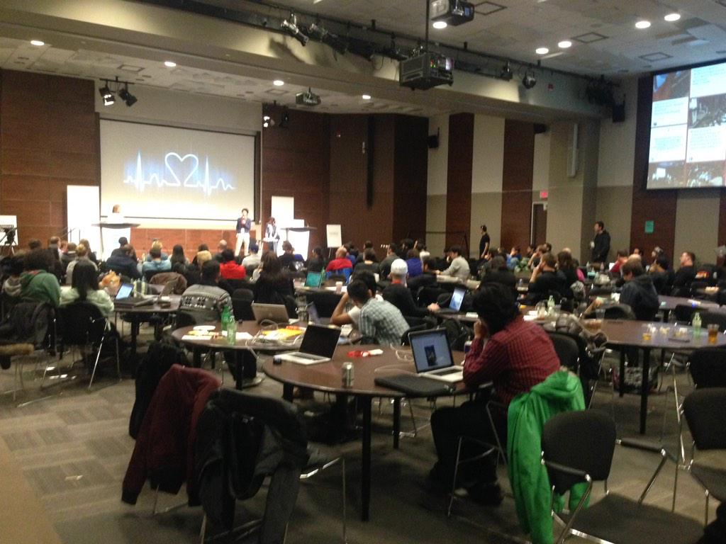 KatherineHomuth's tweet image. Demos underway @PCHHackathon! What a great group. #HackTO