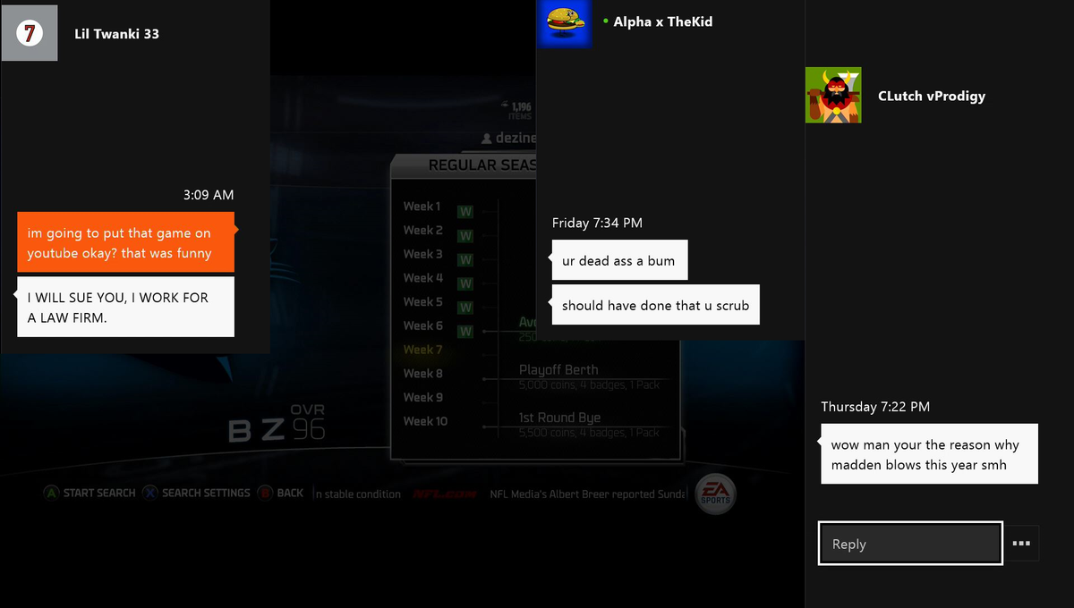 itsmebeazy's tweet image. People can be so mean on XB1 in Madden 1st String.