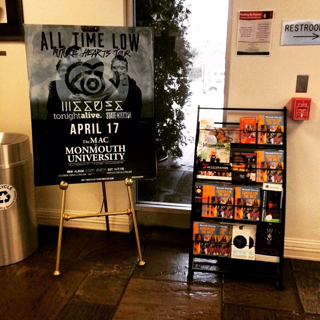starlandNJ's tweet photo. Find these at @monmouthu snap a pic using #AllTimeLowMac and you could win this poster - signed by them at the show! http://t.co/PLmp23aDkG