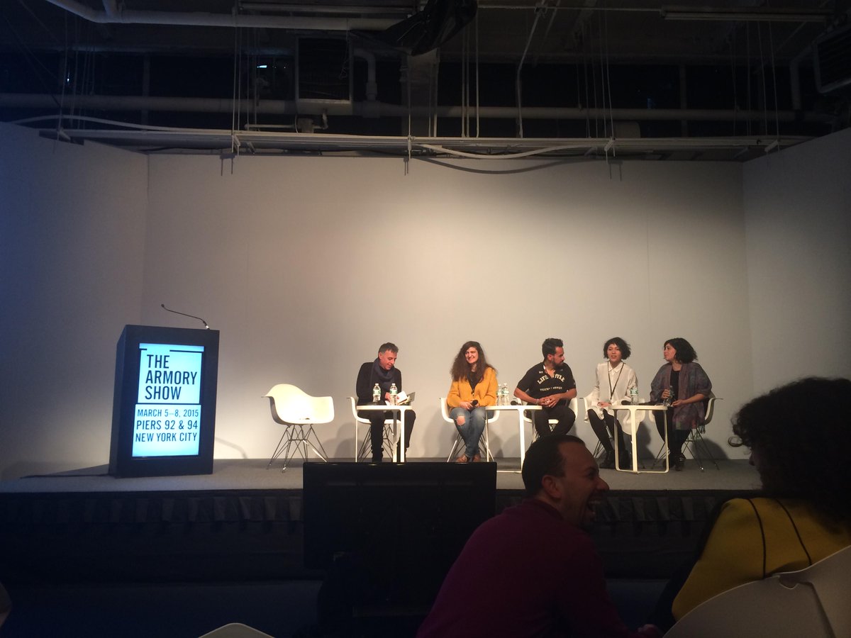 thearmoryshow's tweet photo. Our @edgeofarabia and @aljci sponsored talk 'Artist as Institution' is beginning use #MENAMTalks to follow along http://t.co/avd9OZyiPI