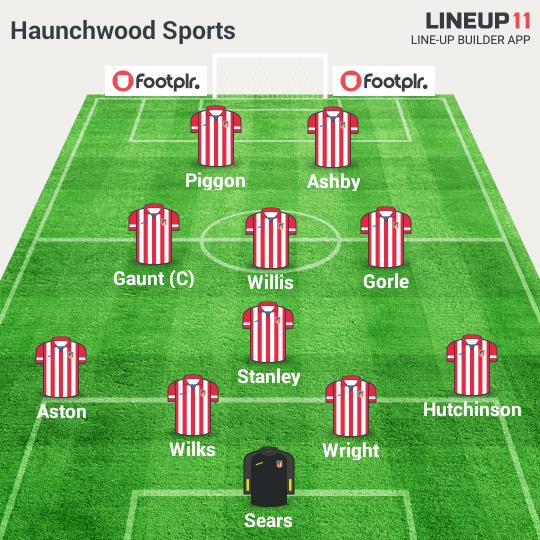 Todays Haunchwood Starting 11. 7-2 Win. Goals. Ashby 3. Piggon 2. Stanley 1. Gaunt 1. UTT