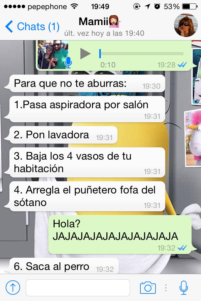 PauleHDJ's tweet photo. No es buena idea decirle a tu madre que te aburres #dato http://t.co/8F18LQeNug