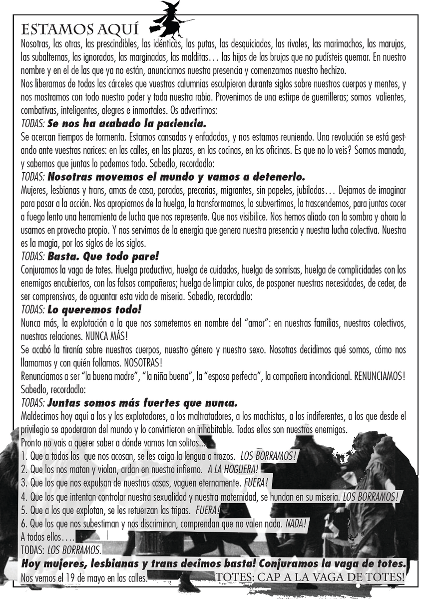 Assemblea8mCat's tweet photo. Voleu conjurar la vaga #19maig amb els vostres circles de fosca afinitat?El que es va llegir ahir a la #ManiNocturna http://t.co/6twZj3rfe3