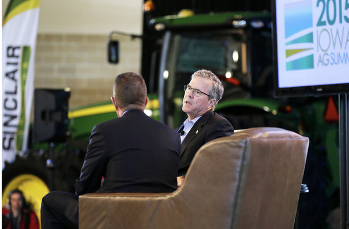 TorunnSinclair's tweet photo. Digging the #SinclairTractor banner behind @JebBush. :-) Via the @nytimes http://t.co/MXsI1vnPxx http://t.co/SmBn9dx37h