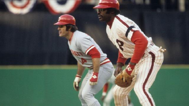 Happy birthday to Dick Allen, pictured guarding Pete Rose at first, 1976.   