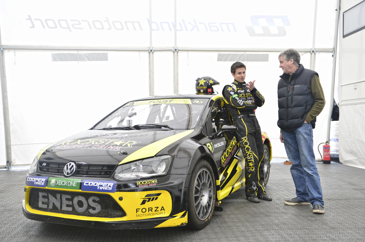 BBC_TopGear's tweet image. Next up: @MrJamesMay takes on @TannerFoust from American #TopGear in @FIAWorldRX