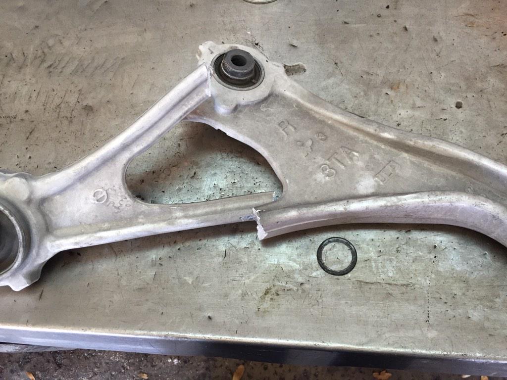 JaxAutoRepair's tweet photo. Control arms take effort to snap in half. Car vs curb http://t.co/1vz85UuHQb