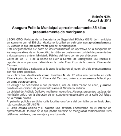 Seguridad_Leon's tweet photo. Asegura Policía Municipal aproximadamente 35 kilos presuntamente de mariguana. http://t.co/LRsd31wZr0