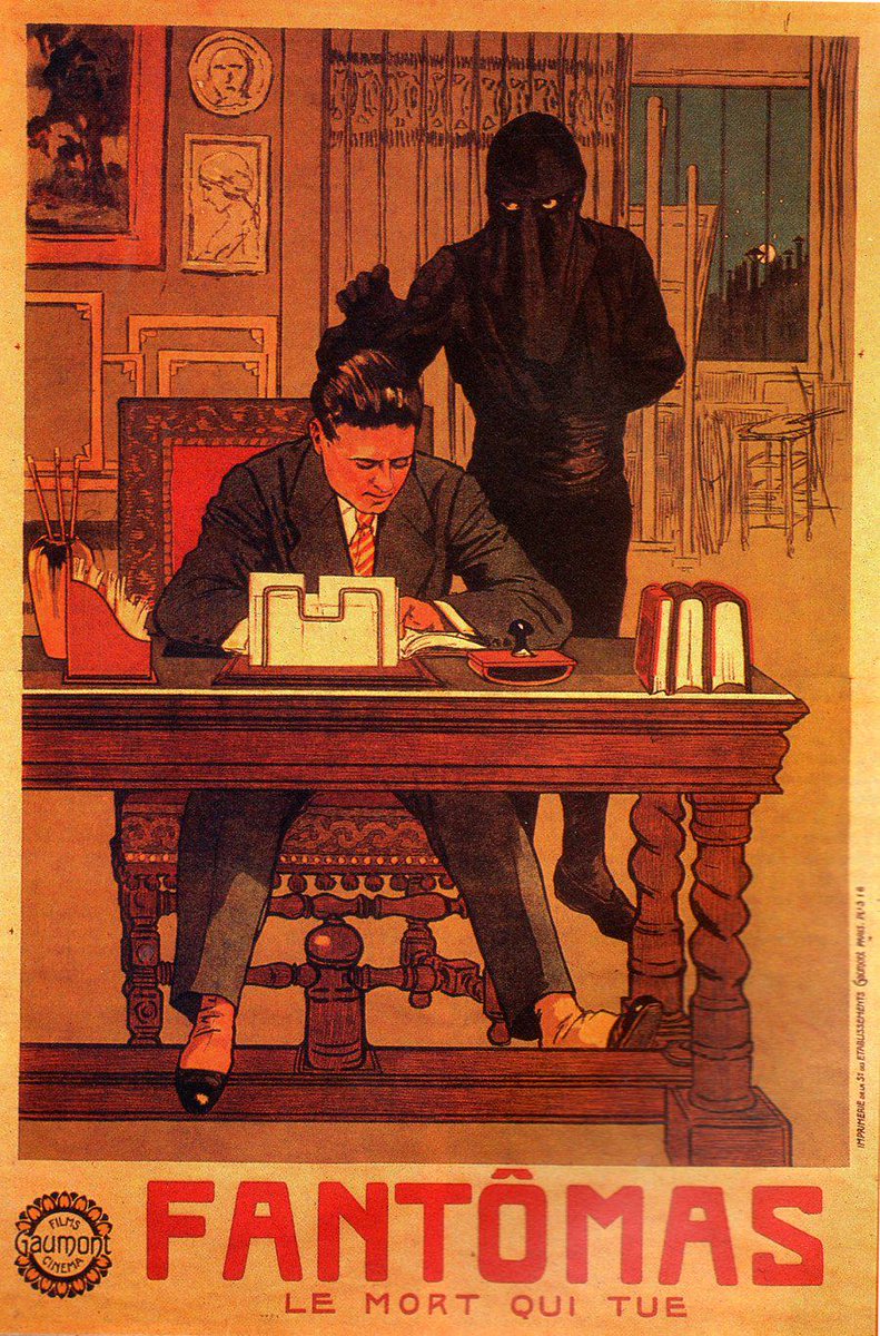 colebrax's tweet photo. Some extraordinary posters to the 1913-14 French silent film serial, "Fantômas" directed by Louis Feuillade. http://t.co/IfvOPKBxTD