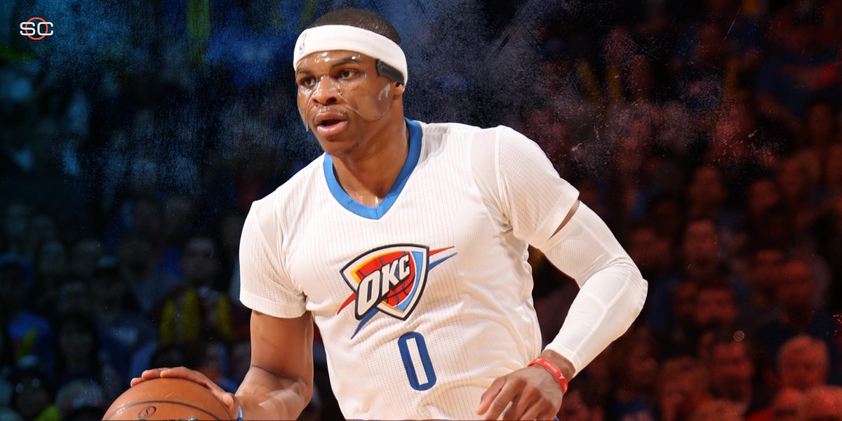 SportsCenter's tweet photo. Russell Westbrook gets 7th triple-double of season &amp; Thunder beat Raptors, 108-104.
Westbrook: 30 Pts, 11 Reb, 17 Ast http://t.co/AV39wFmsq3