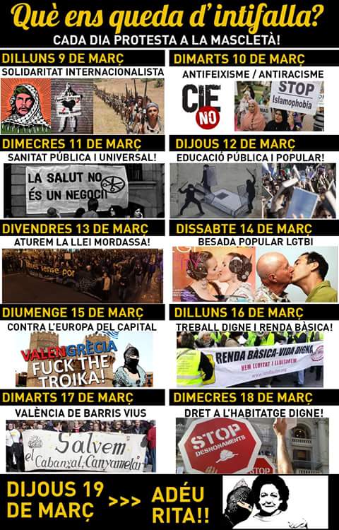 PAH_Valencia's tweet photo. El calendarios de la #Intifalla2015 de los próximos días #Intifalla18M x el derecho a la vivienda! @intifalla http://t.co/nXNH7iGB0Y