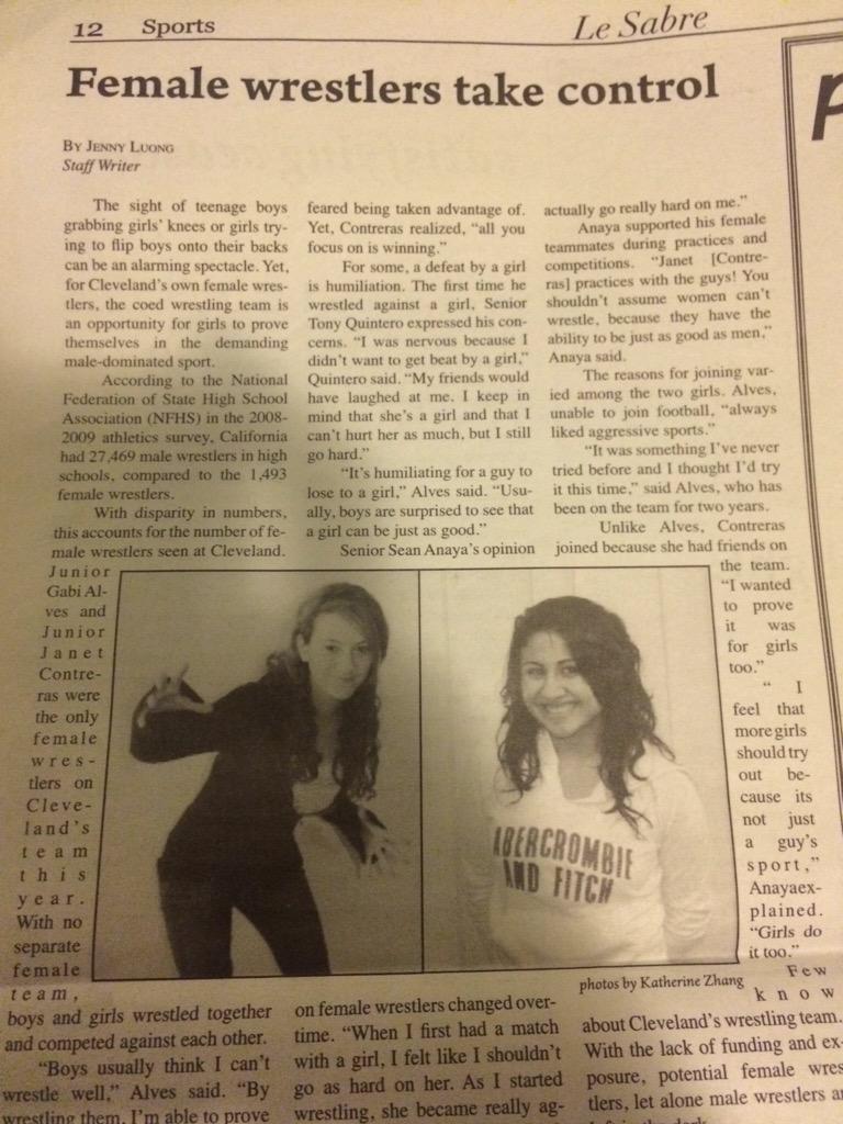 ContrerasLJan's tweet photo. In honor of international women's day I am proud to say my friend and I were the only female wrestlers in HS #IWDCSUN http://t.co/VkPLhJkl6W