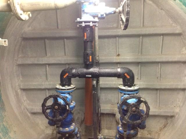 Pipework and electrical connection of a commission for a waste water recycling system, done in Brighton.