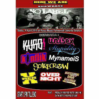 DownGroveEO's tweet photo. SHOWCASE "NO LABEL" JKT PUNKROCK SINCE 1997SABTU,4 APRIL 2015 @ROSSI MUSIC FATMAWATI,JAK-S￼EL http://t.co/87Y7Iaj1ef