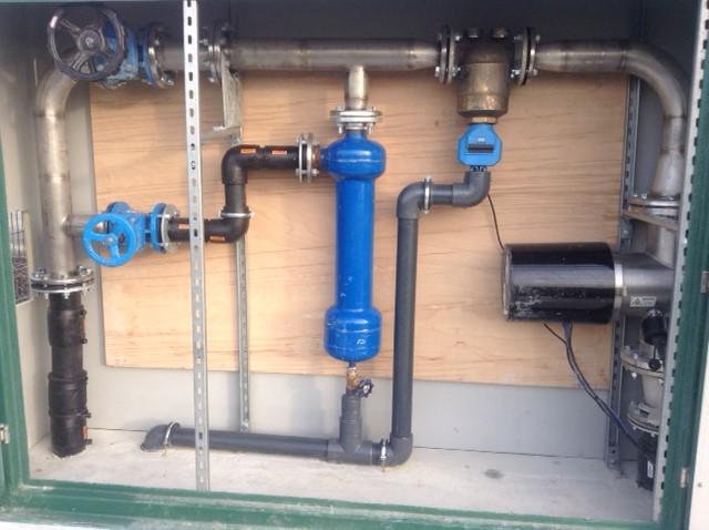 Pipework and Electrical connection of a commission for a waste water recycling system, done in Brighton.