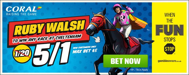 RUBY WALSH at 5/1 to win a race! A Cheltenham Festival Banker! ➥ bit.ly/1AVy3NS