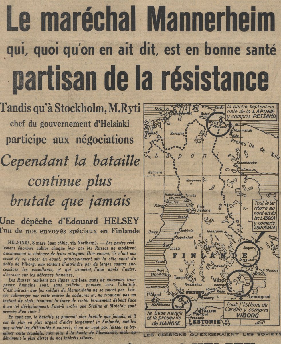 HolmaClaude's tweet photo. Le Journal: huhuista huolimatta Mannerheim on terve, taistelut jatkuvat, @risto_ryti neuvottelee Tukholmassa. #sota39 http://t.co/oJyQInw8Jd