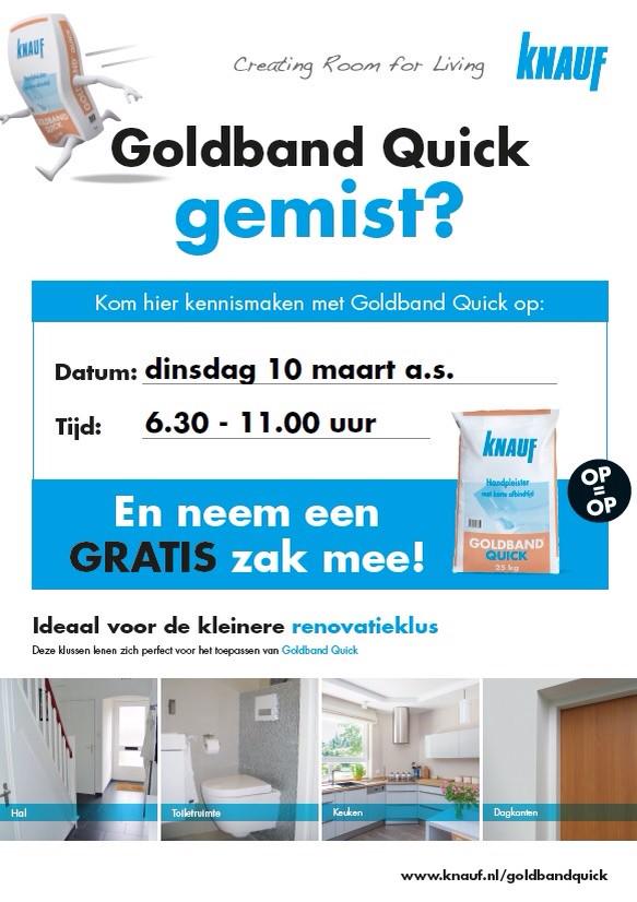 Morgenochtend is <a href="/KnaufNL/">Knauf NL</a> in Rijnsburg, kom langs en neem die gratis zak Goldband Quick mee.....!!