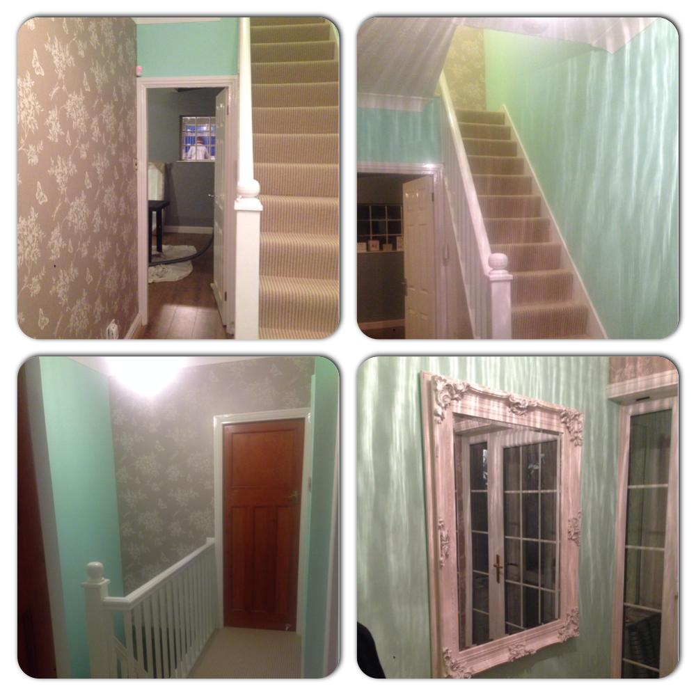 kwhitehurst2's tweet photo. I could just sit and stare at my hallway all day 😍 #faveroom #mintandgold #stripecarpet http://t.co/Ue3nwmaz75