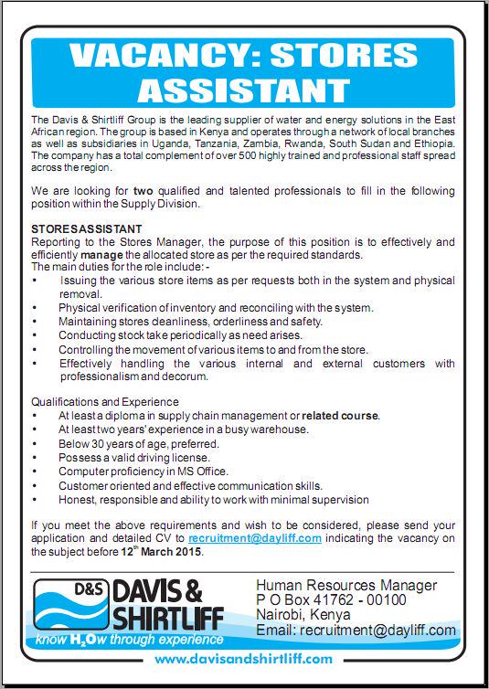 DavisShirtliff's tweet photo. We're looking for qualified professionals to fill in the #StoresAssistant position within our Supply Division. http://t.co/TaNi9UFwun