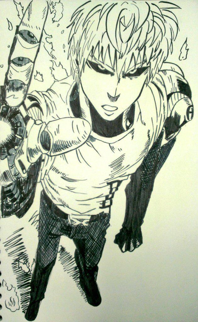 模写するの楽しいo O Oワンパンマンを一気に５巻まで呼んじゃってどうしてもジェノス君書きたかった ジェノスイケメンすぎる W Oもっとイケメンのはずなのに 練習しよう ワンパンマン 模写 Http T Co Vecynt2n5k Twitter