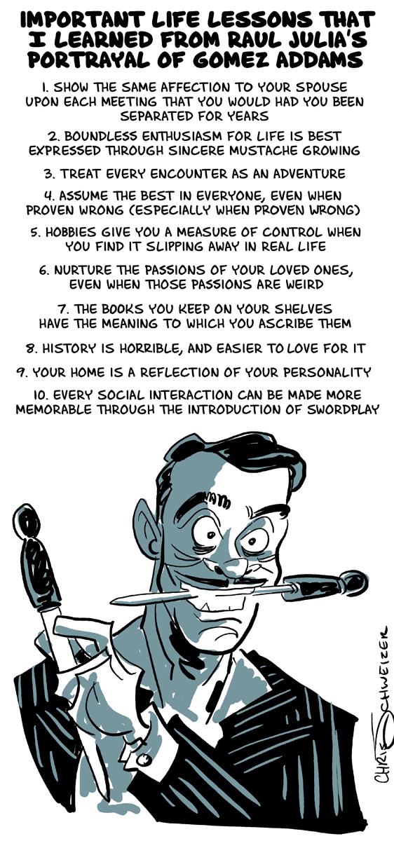 Happy Birthday ! I drew this up for Raul Julia\s birthday today  He\d have been 75 today 