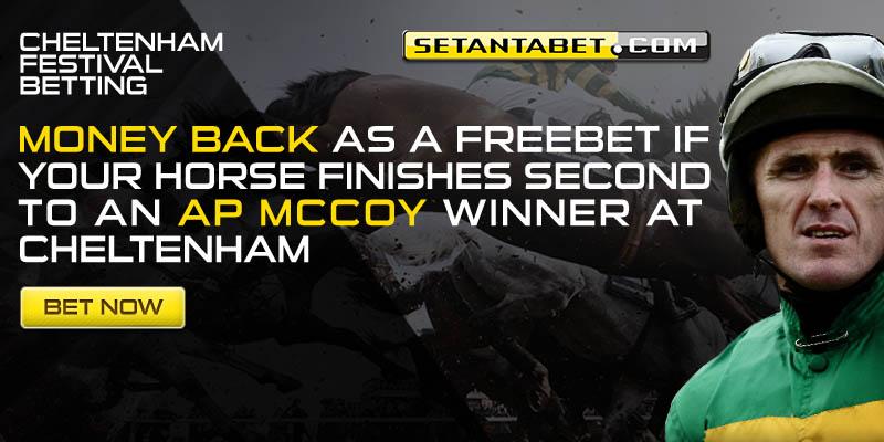 setantabet's tweet image. Offer: Finish 2nd to AP McCoy and get your money back! #CheltFest bit.ly/1ELphTn