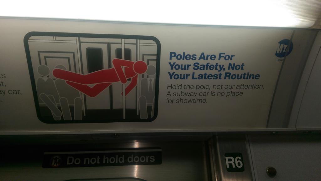 NYC E Train to WTC..love MTA signs..clearly I'm riding at the wrong times..I never see this type of thing lol