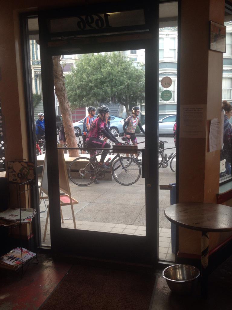 centralcoffeesf's tweet photo. We got a visit from the an Aids Life Cycle group! #peanutbutterbagels http://t.co/7Lm8d5RPhW