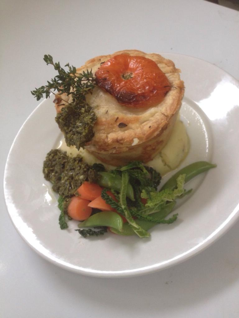 Jekyll_n_Hyde's tweet photo. Our #pie of the week for #RND15, goats cheese, tomato and herb! £8.50, £1 of each sold will go to #ComicRelief! http://t.co/LbHvnpr1oO