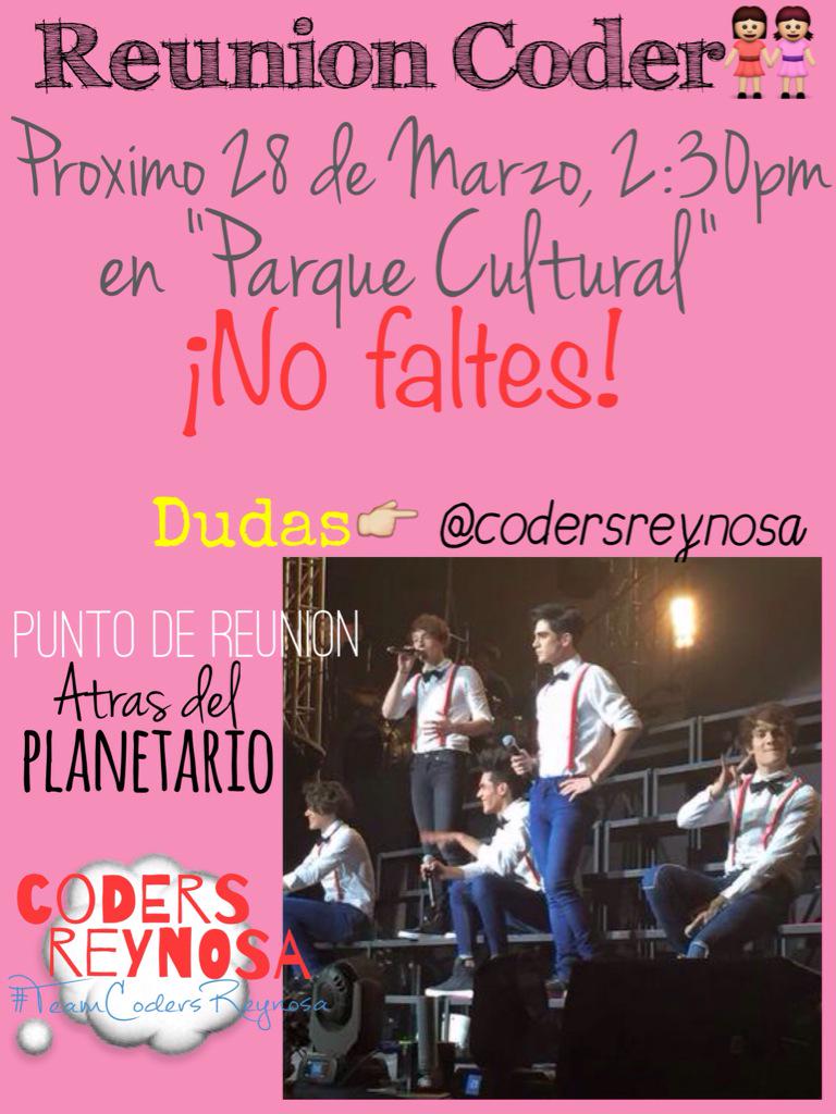 CodersReynosa's tweet photo. Las esperamos💕 Cualquier duda estamos para responderla, si existen cambios avisaremos por aquí. 
RT #CodersReynosa 💕x http://t.co/H27ARy6dP2