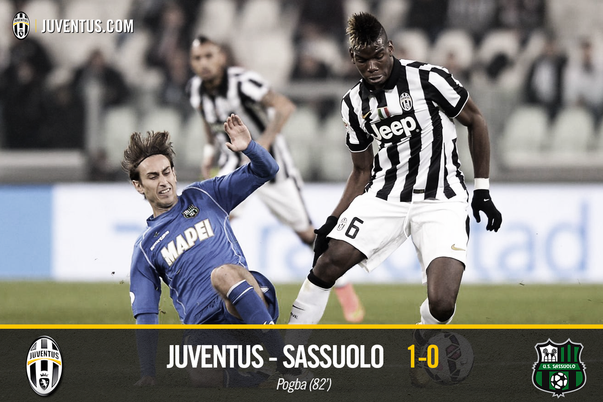 juventusfc's tweet photo. E' finita allo Stadium!!! @paulpogba ci regala la vittoria in #JuveSassuolo!!! Grandi ragazzi! #FinoAllaFine http://t.co/yLef7mLDqF