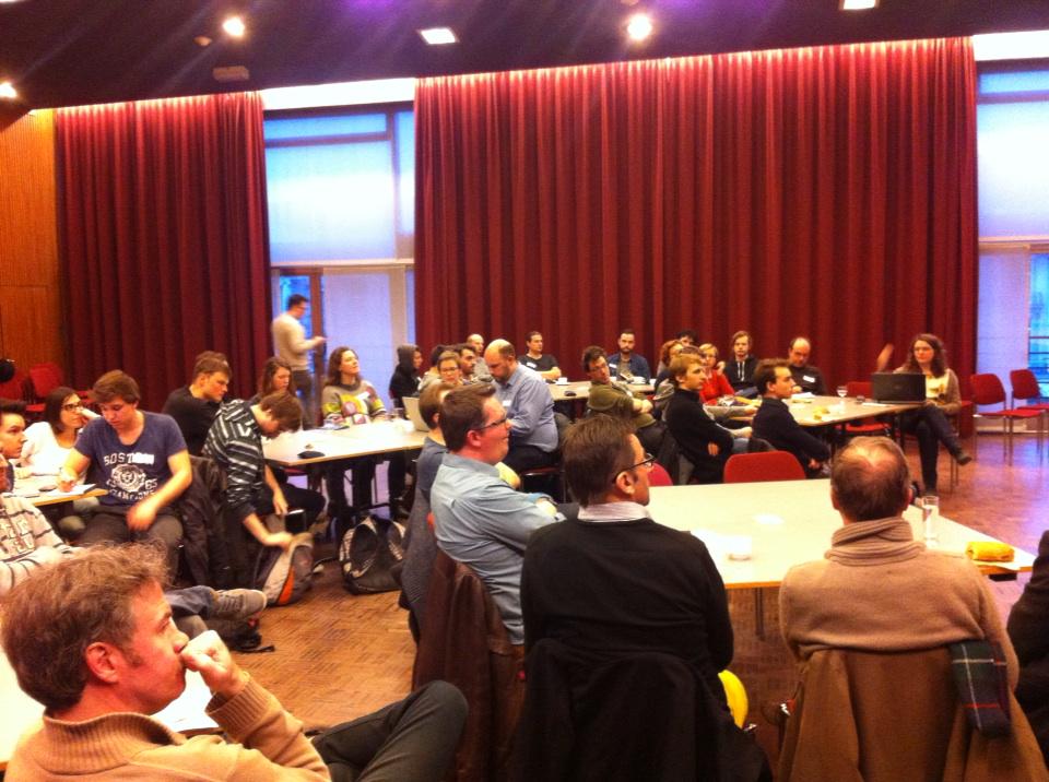 saschel's tweet photo. Quite a crowd for a library hackathon datadive #ugent #gent #hackdebib #appsforgent http://t.co/S6048vkYDW