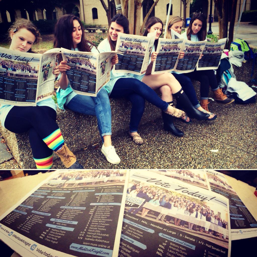 MahtookKnight's tweet photo. Check out the @lsureveille and the ad listing all our candidates! Don't forget to vote on Moodle until 11:59! http://t.co/hd5GDrDR1s