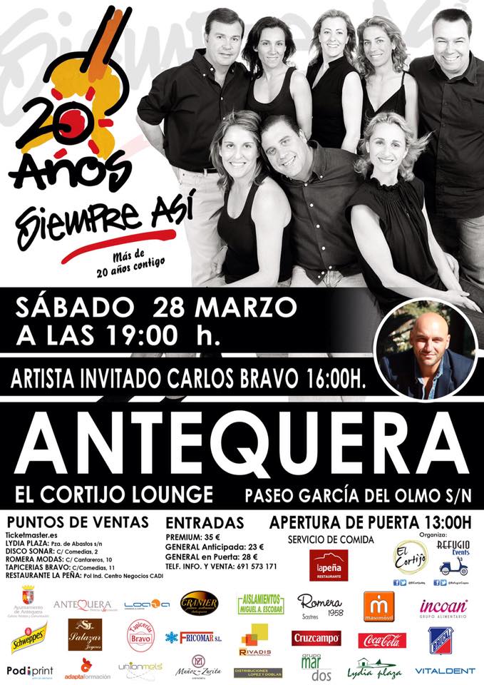 SamuelMelladoC's tweet photo. No te quedes sin entrada para el concierto de @SiempreAsi_Ofic en el @ElCortijoAtq . Interesados contactad conmigo http://t.co/CqA2YnJtkx