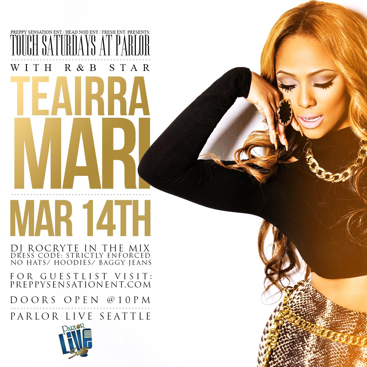 FRESH_ENT_'s tweet photo. This Saturday We Back At It For #TouchSaturdays at The #Parlor Seattle Hosted by @Teairra_Mari w/ @djrocryte http://t.co/f7CizcDQt9