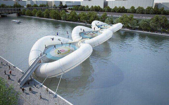 ChiIIVlbes's tweet photo. I want to go to the Trampoline Bridge in Paris, France 😍 http://t.co/T0E3u89ETm