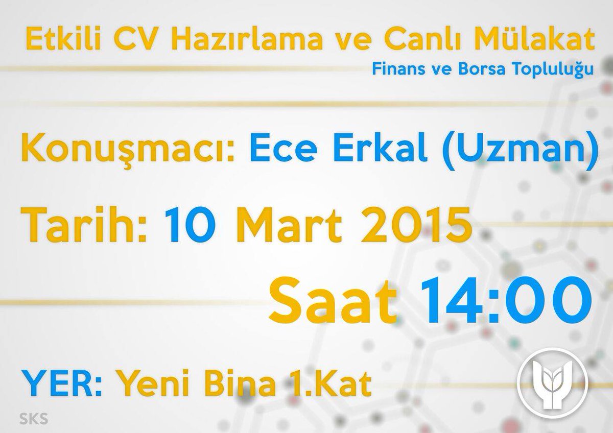 Arkadaşlar seminerimiz yarın saat 14:00 da Yeni Bina 1.Kat ta olacaktır. Sertifikalıdır. Herkese açıktır.