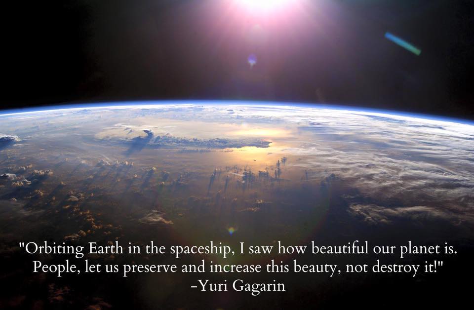 Floating above the Earth. Happy Birthday Yuri Gagarin. 