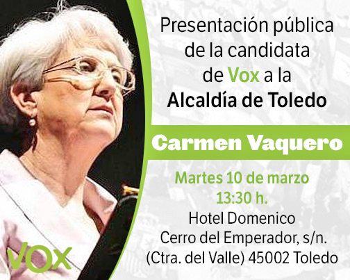 Vox_Toledo's tweet photo. Tras todo ésto...presentación!
Carmen Vaquero,toledana de corazón y con gran capacidad para gestionar este desastre http://t.co/KvnfSK03yP