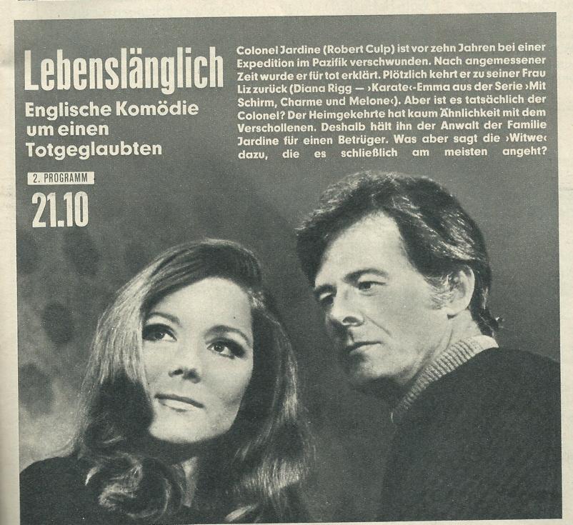 Lebenslänglich. TV-Tipp des Fernsehfilms mit Diana Rigg und Robert Culp.