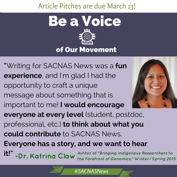 Write for #SACNASNews--due in 4 DAYS! Recent author Dr. Claw shares her experience goo.gl/IIiVB0 #scicomm