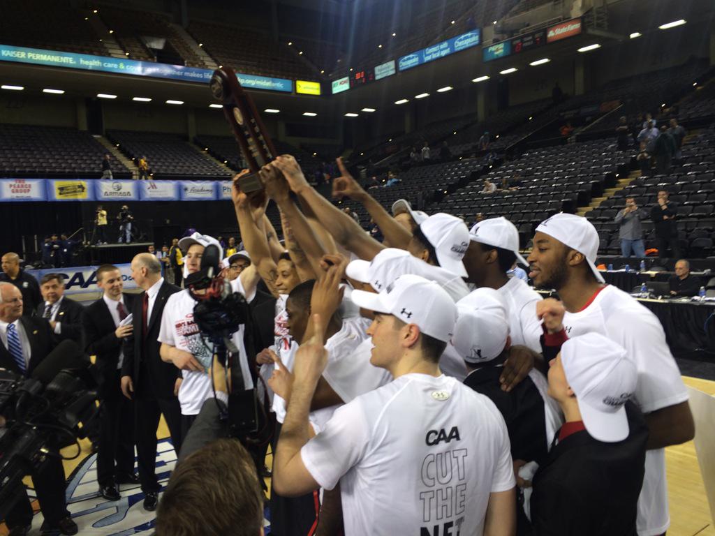GoNUmbasketball's tweet photo. Your 2015 CAA champions! #GoNU http://t.co/NrUG8wM7Qn